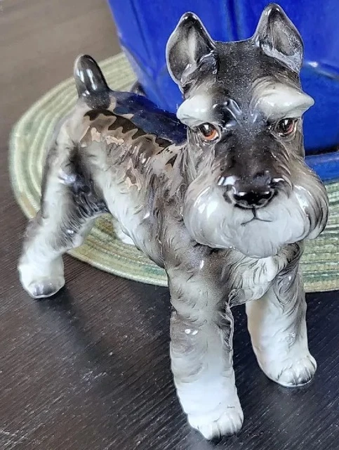 Shafford Japan DOG SCHNAUZER FIGURINE #160 Foil Label Vintage Collectible!