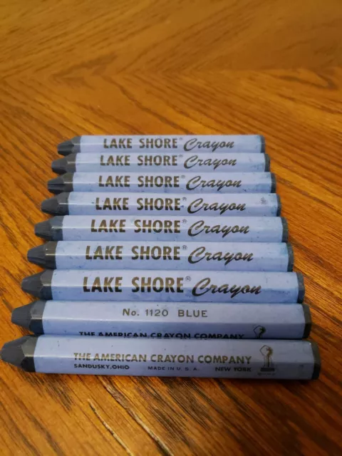 Lake Shore Wood lumber Steel Marking Crayons Blue *Lot of 9* American Crayon Co.