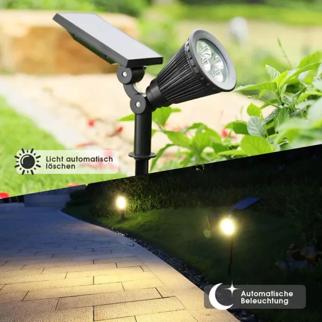 LED Solarleuchte Strahler Solarstrahler Gartenlampe Spot Licht Warmweiß Kaltweiß 2