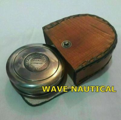 Maritime Vintage Nautical Brass Stanley London 1885 Compass Marine Handmade Gift