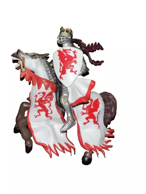 2006 Papo White Red Dragon King Knight & Horse Figure Medieval