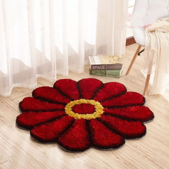 Sunflower Round Area Rug for Living Room,Kitchen and Bedroom (Red, 36 x 36)