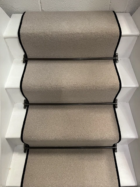 CORREDOR DE ESCALERA DE ALFOMBRA DE LANA ÁTICO 80/20, 50 oz PIEDRA CALIZA, 60 cm DE ANCHO, 16 PASOS