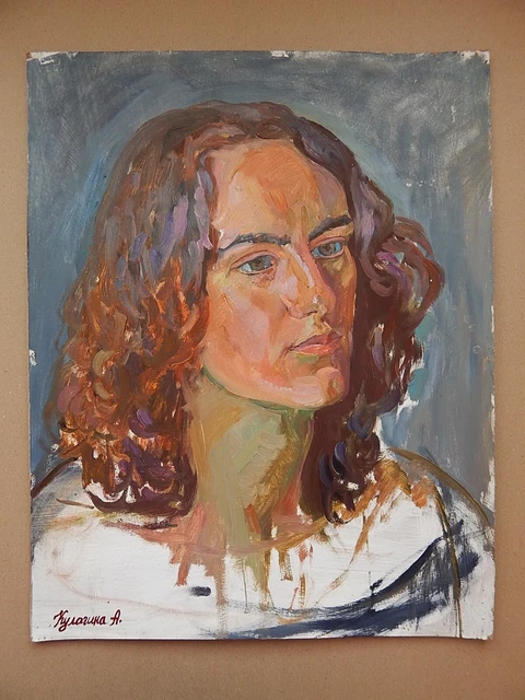 ORIGINAL OIL PAINTING Girl Woman Female Portrait by Ukrainian Artist ...