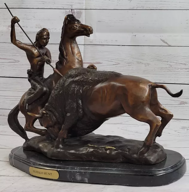 Extra Large Bronze Buffalo Horse By Remington Sculpture Western Figure Artwork