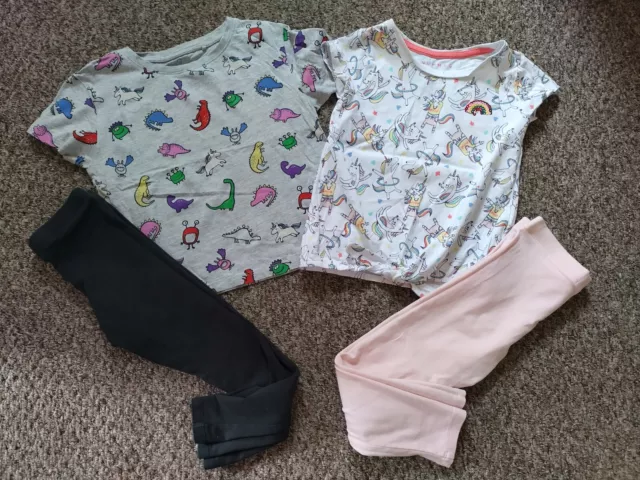 Girls Unicorn Outfits Bundle Next/Nutmeg Tops & Next/F&F Leggings 5-6 Years