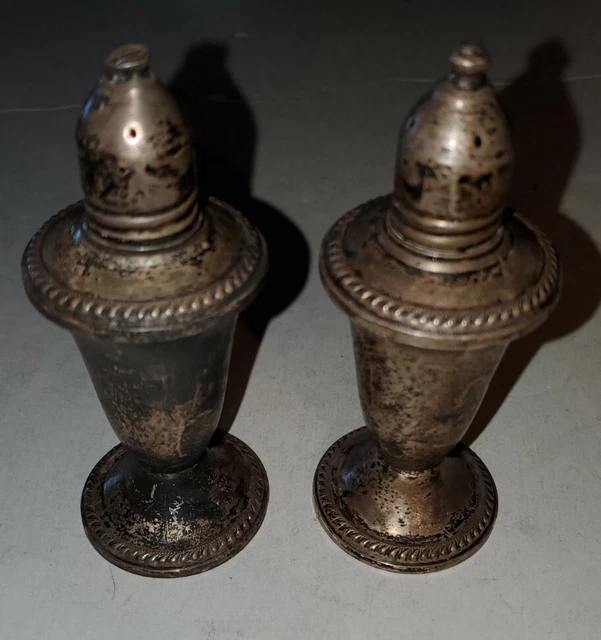 vintage Duchin creation Sterling silver & glass salt pepper shakers 4 1/2"