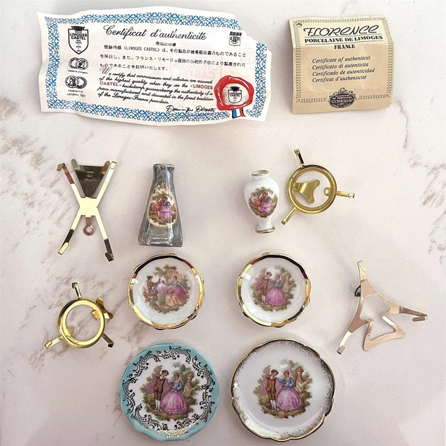 VINTAGE LIMOGES FRAGONARD Miniature Porcelain 6 Pieces Stands