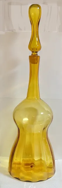 Blenko Joel Myers Wheat Decanter Amber #6954 Tall Bottle Blown Glass MCM Vintage