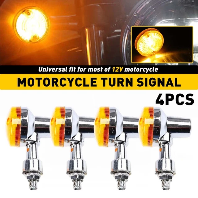 4X Chrome Motorcycle Turn Signal Indicator Light Blinker for Yamaha Suzuki Honda