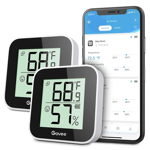 Govee Temperature Humidity Monitor 2-Pack, Indoor Room Thermometer Hygrometer wi