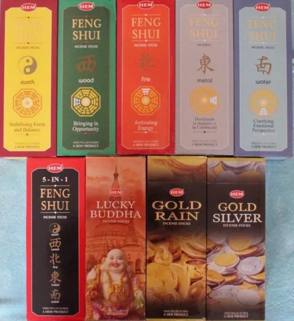 20 - 200 Feng Shui Sticks Incense CHOOSE SCENT / MIXED HEM Hex Bulk LUCK Insence