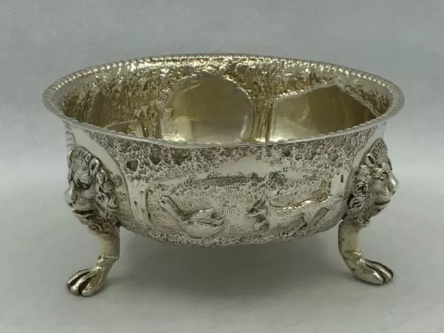 Antique Solid Sterling Silver Embossed Bowl London 1924 by F & P Fairpoint