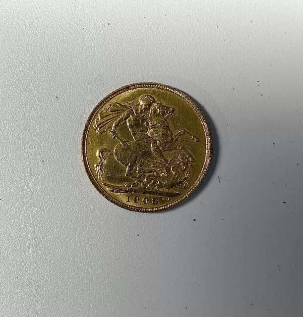 1908 S EDWARD VII GOLD FULL SOVEREIGN COIN IN Fair Condition