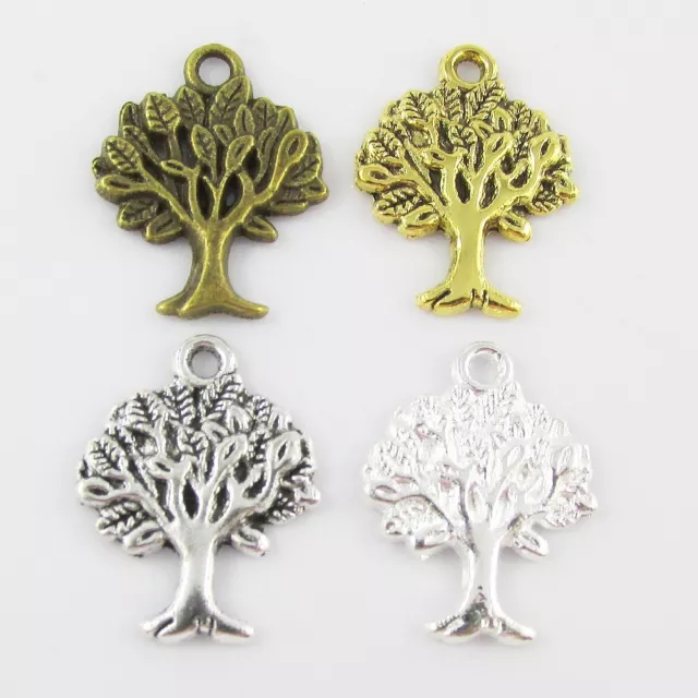 Bulk Tree of Life Charm Pendant 21x17mm Silver Bronze or Gold Select Qty