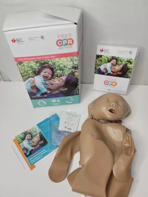 Infant CPR Anytime Kit AHA Heart Association DVD Training Baby Mannequin Manikin