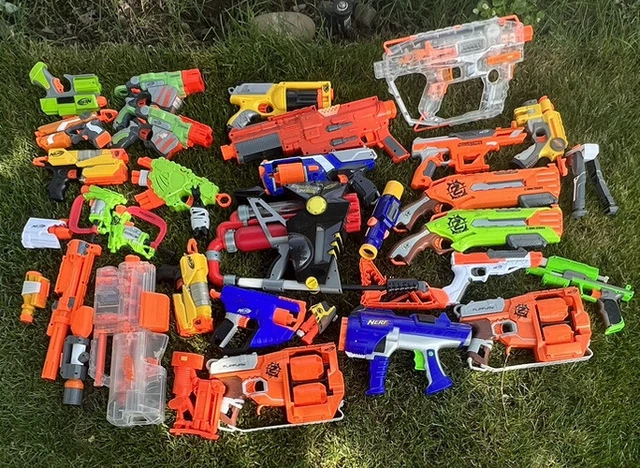 NERF Gun Lot bundle Used Collection Guns Blasters Magazines Scopes party kit NERF Gun Lot bundle Used Collection Guns Blasters Magazines Scopes party kit