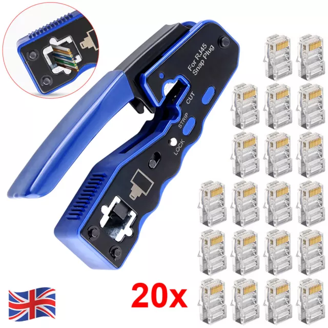 RJ45 EZ Pass Through PRO HD Crimping Tool Crimper CAT 5 5E 6 7 Connector LAN UK