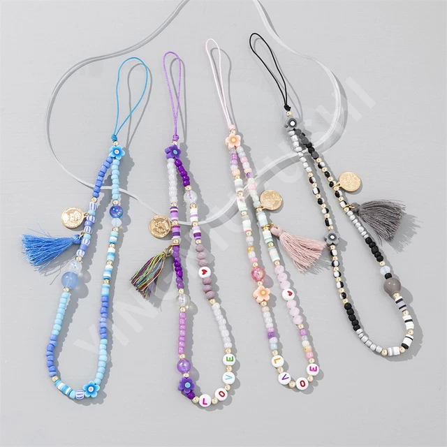 Beaded Mobile Phone Charm Lanyard Beads Strap Cord Chain Girls' Keys Holder Gift