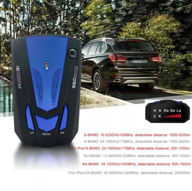 V7 GPS Radar Detector Camera 360° Car Speed Warning Speedometer Voice Alert 3