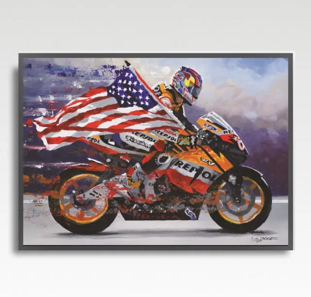 Nicky Hayden Kentucky Kid MotoGP print from painting by Greg Tillett poster art
