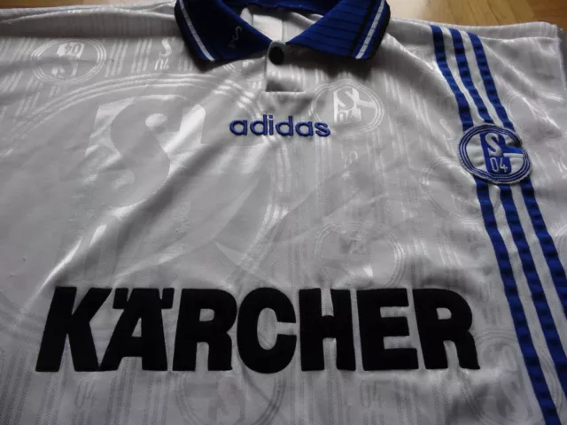 FC Schalke 04 Auswärts Trikot 1996 1997 Adidas Kärcher Weiss  UEFA CUP XXL Top 2