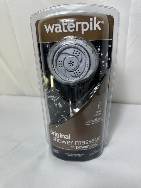 WATERPIK MASSAGE SHOWER Head Power Sprayer 6 Spray Settings OptiFlow ...