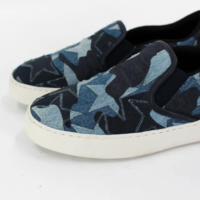 Valentino Garavani Blue Denim Star Patchwork Skate Sneakers 36 Navy Leather Shoe 3