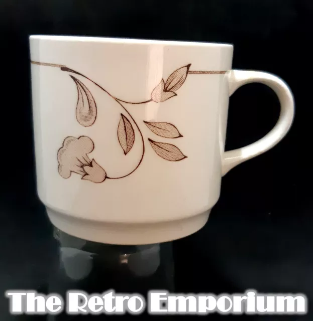 Johnson Australia Ceramic Tea Cup 1970s MCM JOA Tea Cup Brown Flower