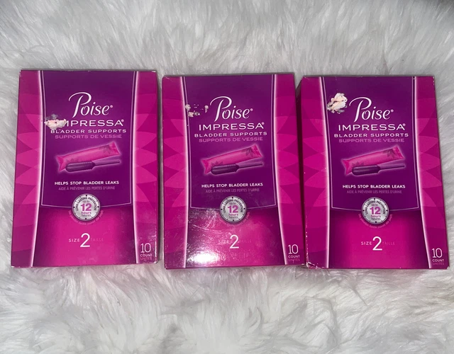 (3) Poise Impressa Bladder Supports Size Bladder Leaks 10 Count Use By 10/2021