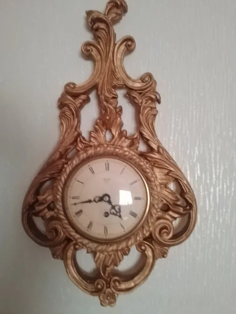 Smiths 8 Day 4 Jewel Mechanical Wall Clock In Atsonea Gold Rococo Frame "Full...