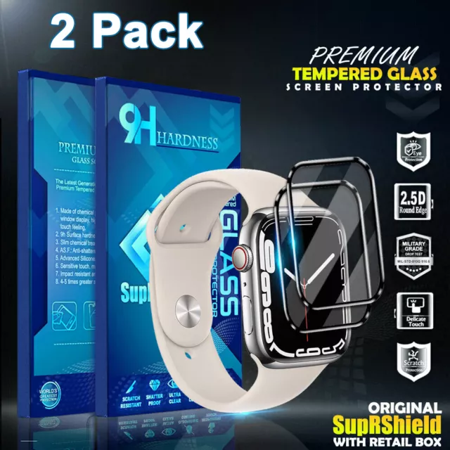 2X For Apple iWatch Series 9 8 7 6 4 3 2 SE Full Tempered Glass Screen Protector