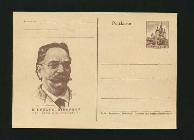 1,- Bauten Ganzsachen-Karte Zudruck Emanuel Herrmann, ungebraucht  (SO39)