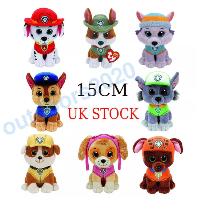 15CM Paw Patrol Plush Soft Toys Kids Stuffed Rocky Skye Chase Gifts Teddies UK