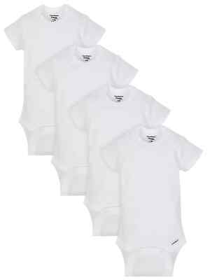 Gerber Baby Unisex Organic 4 Pack White Onesies Short Sleeve  FasT Shipping