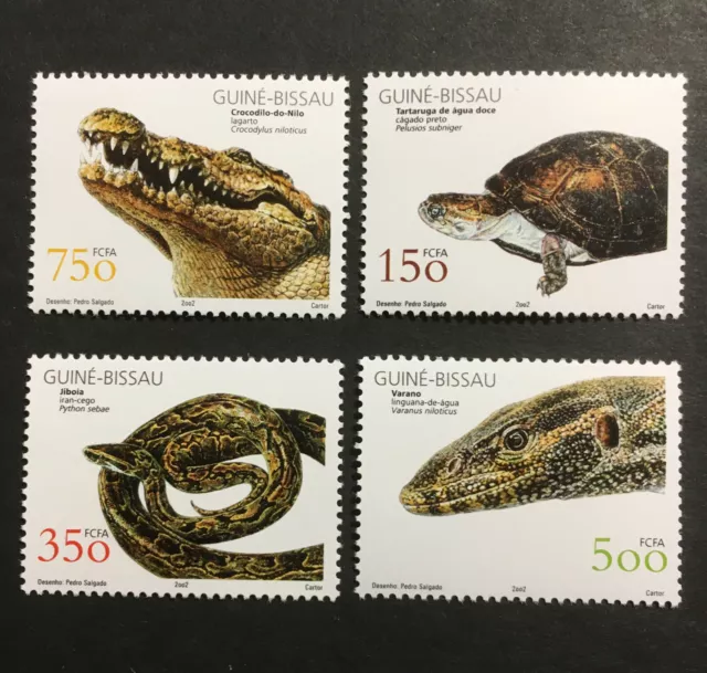 Nile Nile Crocodile Turtle Python Lizard MNH 4 Stamps 2002 Guinea-Bissau 2029-32