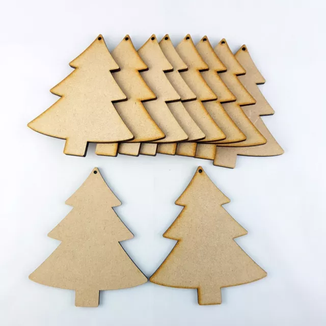 10x Holz MDF Weihnachtsbaumform. Bastelrohling Verzierungsetikett Weihnachtsgeschenk