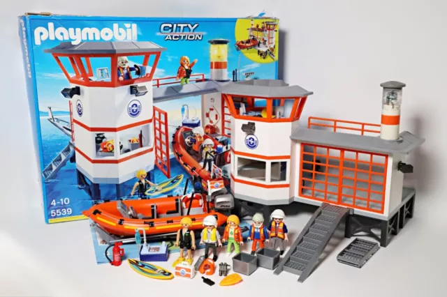 PLAYMOBIL COAST GUARD Rescue Station 5539 Harbour Sea Boat Boxed