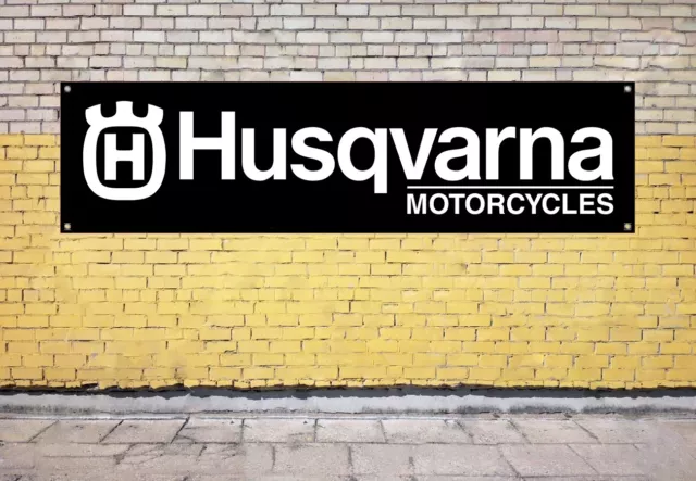 Husqvarna Motorcycles Logo Banner for Workshop Garage Man Cave Display Sign