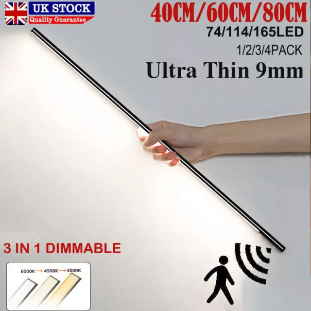 3in1 Rechargeable LED PIR Motion Sensor Light Strip Under Cabinet Closet Lamp UK