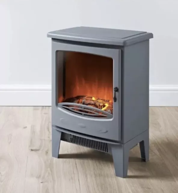 52cm Blaupunkt Electric Log Effect Medium Stove Heater Grey Fireplace.