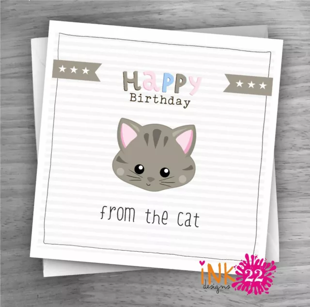 Cute Birthday Card From The Cat Or Dog, Fun Card from Pet Animal Furry Friend
