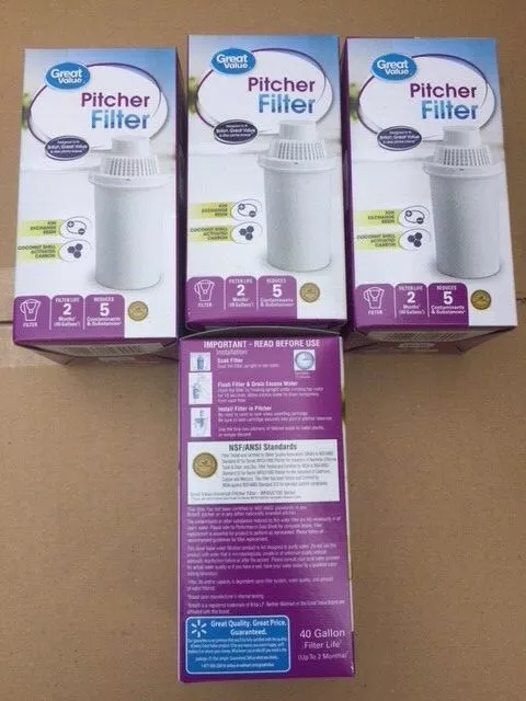 (Lot of 4) Great Value Pitcher Filter, designed to fit Brita & other brands NEW