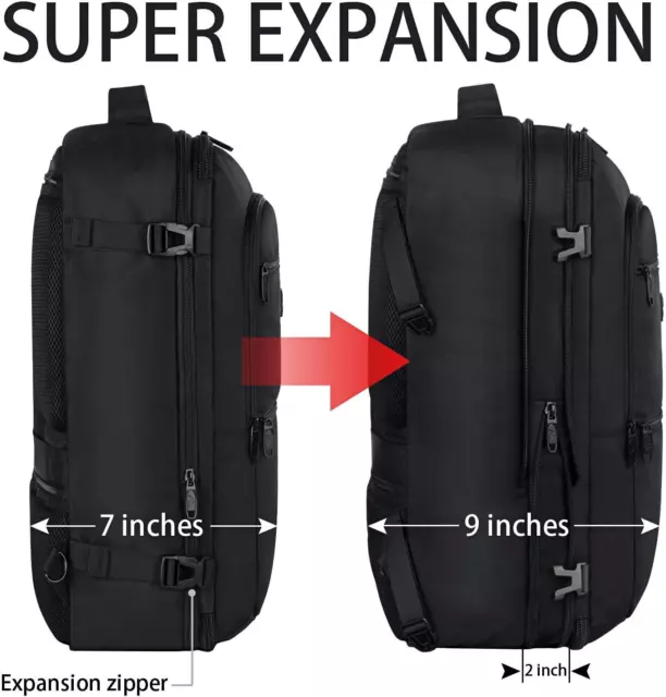 TRAVEL BACKPACK, 40L Expandable Carry on Backpack for Men, Flight ...