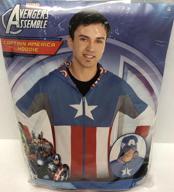 Captain America Hoodie Avengers Assemble Fancy Dress Up Halloween Adult Costume