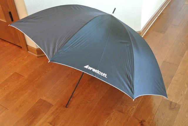 Genuine WESTCOTT Studio Umbrella 38" BLACK & SILVER Reflective Underside 38x29