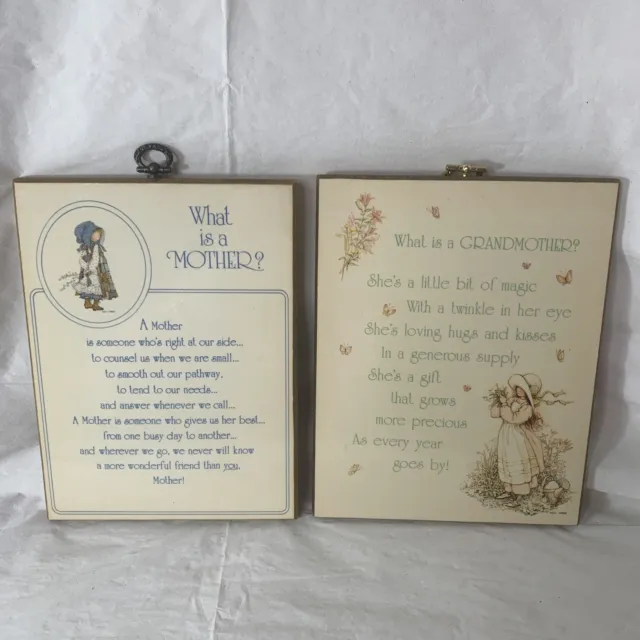 Vintage American Greetings Holly Hobbie Mom and Grandmother Picture Plaques