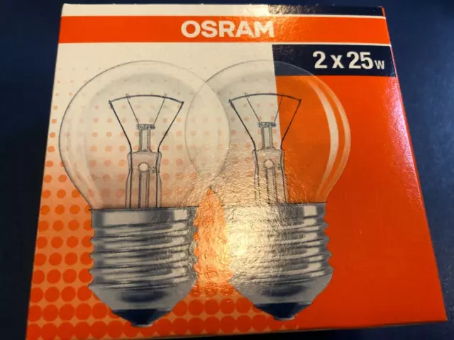 2 X 25W OSRAM CLASSIC P CLAS P CL 25 230V E27/ ES DIMMBAR!!! Bulb DROPS  £3.25 - PicClick UK