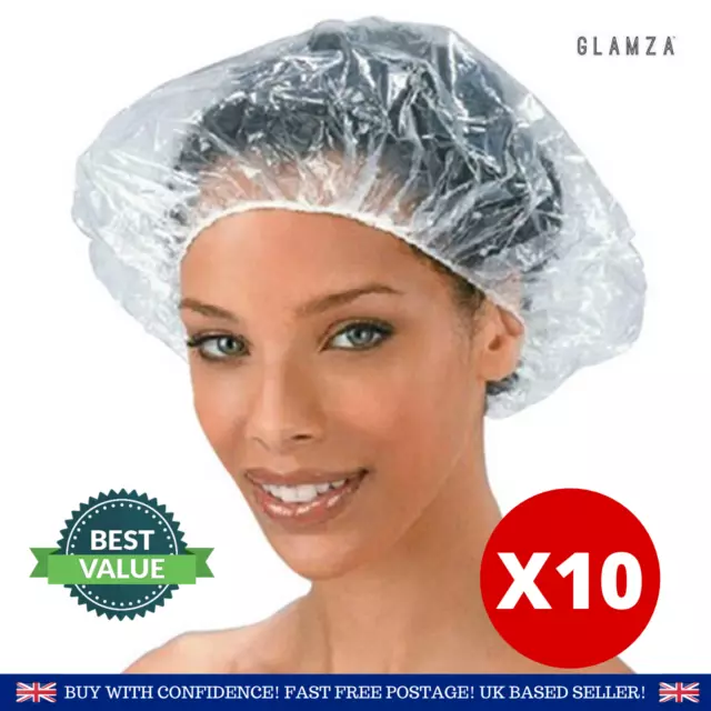 *X10 Disposable Shower Caps for Women Clear Waterproof Elastic Shower Hair Caps*