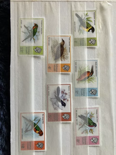 Bird Stamps Solomon Islands Mint Collection X 7 With Free Postage